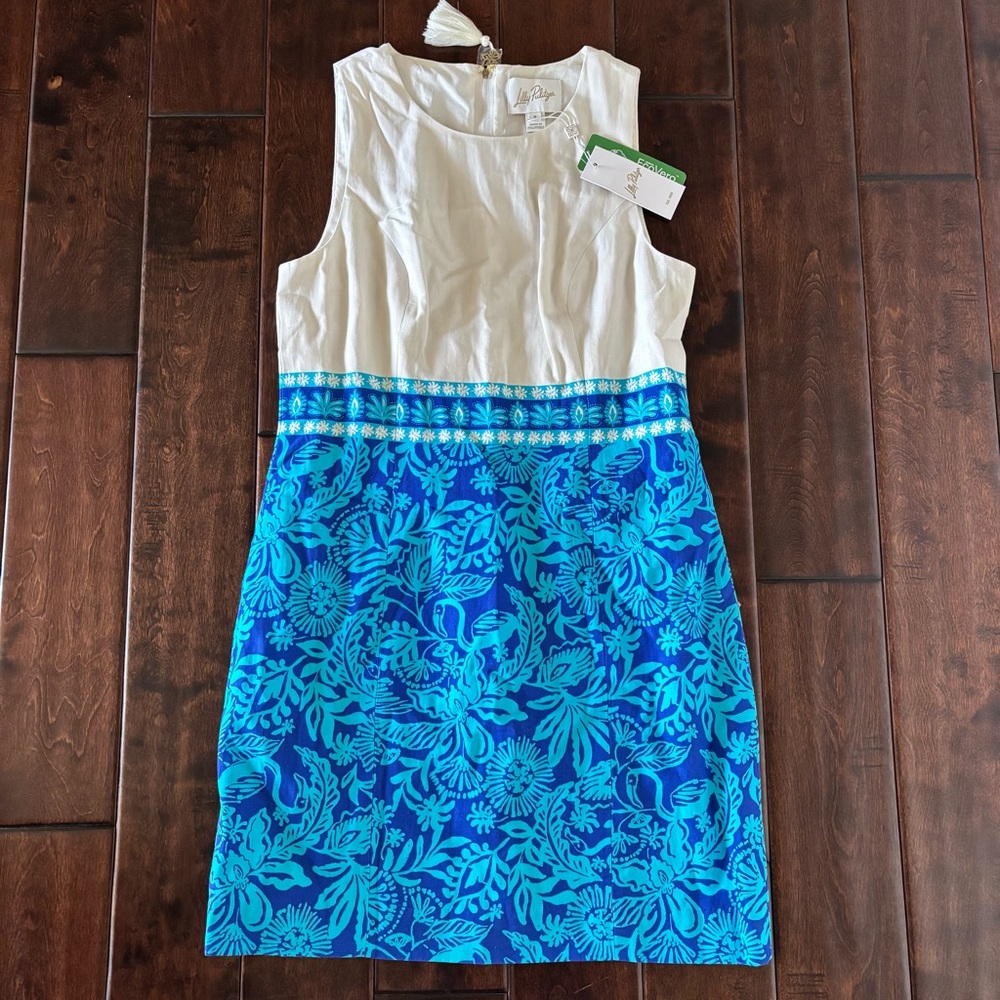 NEW Lilly Pulitzer White & Blue Floral Shift Dress